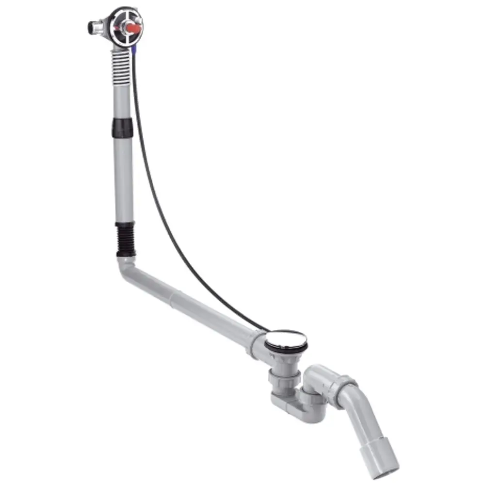 Ablauf- und Überlaufgarnitur von Hansgrohe, bestehend aus mehreren Rohren und einem integrierten Ablaufmechanismus für Wannen.